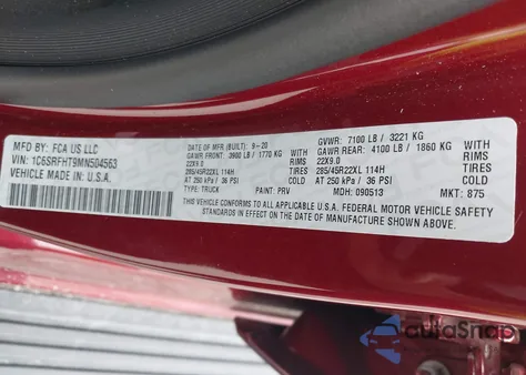 2021 Ram 1500 Limited 4X4 5'7 Box from USA, damaged, VIN 1C6SRFHT9MN504563